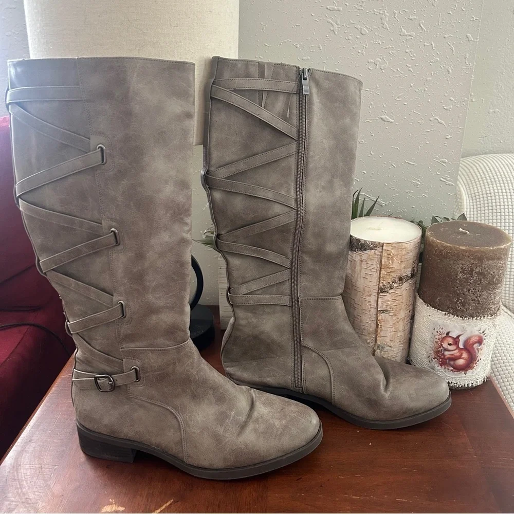 Journee Collection Gray Knee-High Women's Riding Boots Fall Casual 10